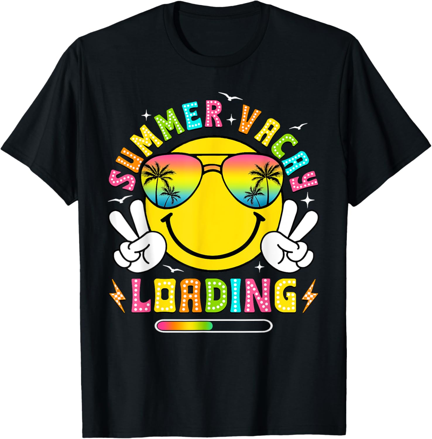 Summer Vacay Loading End Of School Year Summer Teacher Kids T-Shirt - T-Shirt | Black