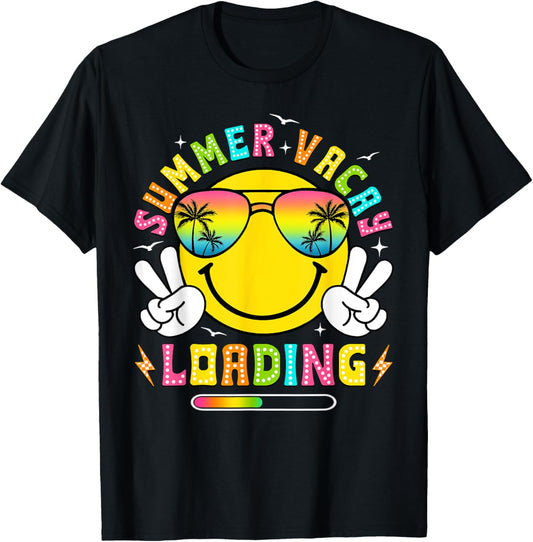 Summer Vacay Loading End Of School Year Summer Teacher Kids T-Shirt - T-Shirt | Black