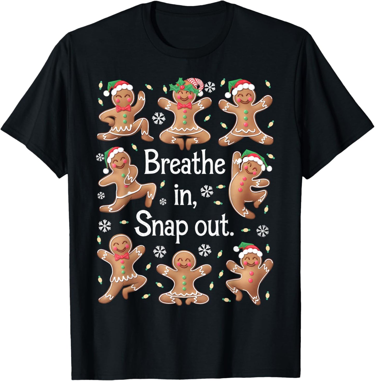 Funny Gingerbread Yoga Pose Christmas T-Shirt - T-Shirt | Black