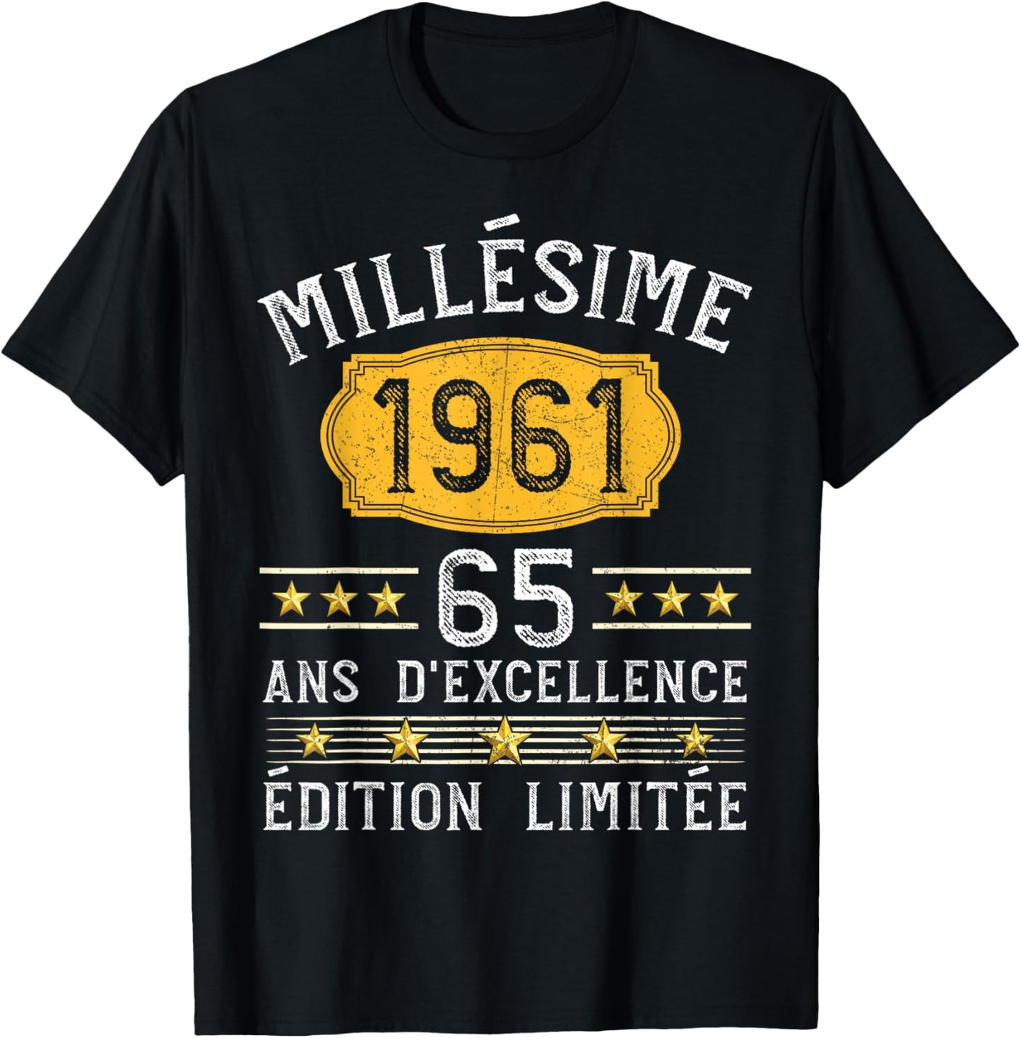 Vintage 1961 Gift 65 Years Man Birthday Humour T-Shirt - T-Shirt | Black