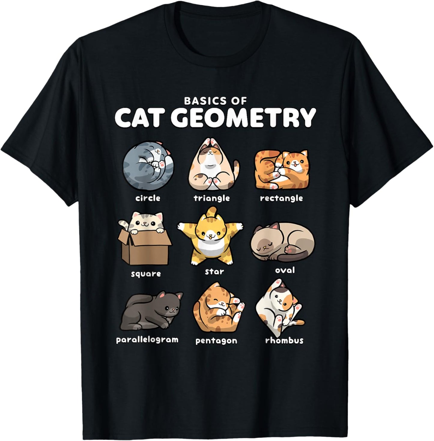 Basics of Cat Geometry Cute Math Cats T-Shirt - T-Shirt | Black