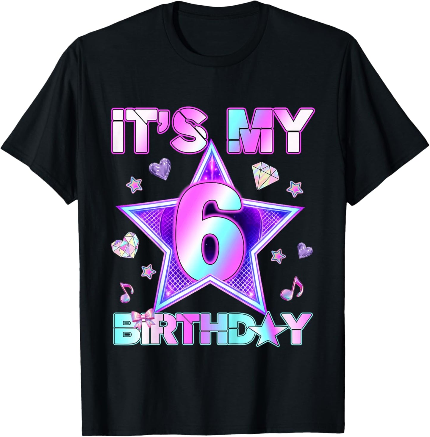 6 Years Old Birthday Kpop Kids Toddler 6th Birthday Girl T-Shirt - T-Shirt | Black