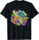 Vibrant Turtle with Flowers Splash T-Shirt - T-Shirt | Black