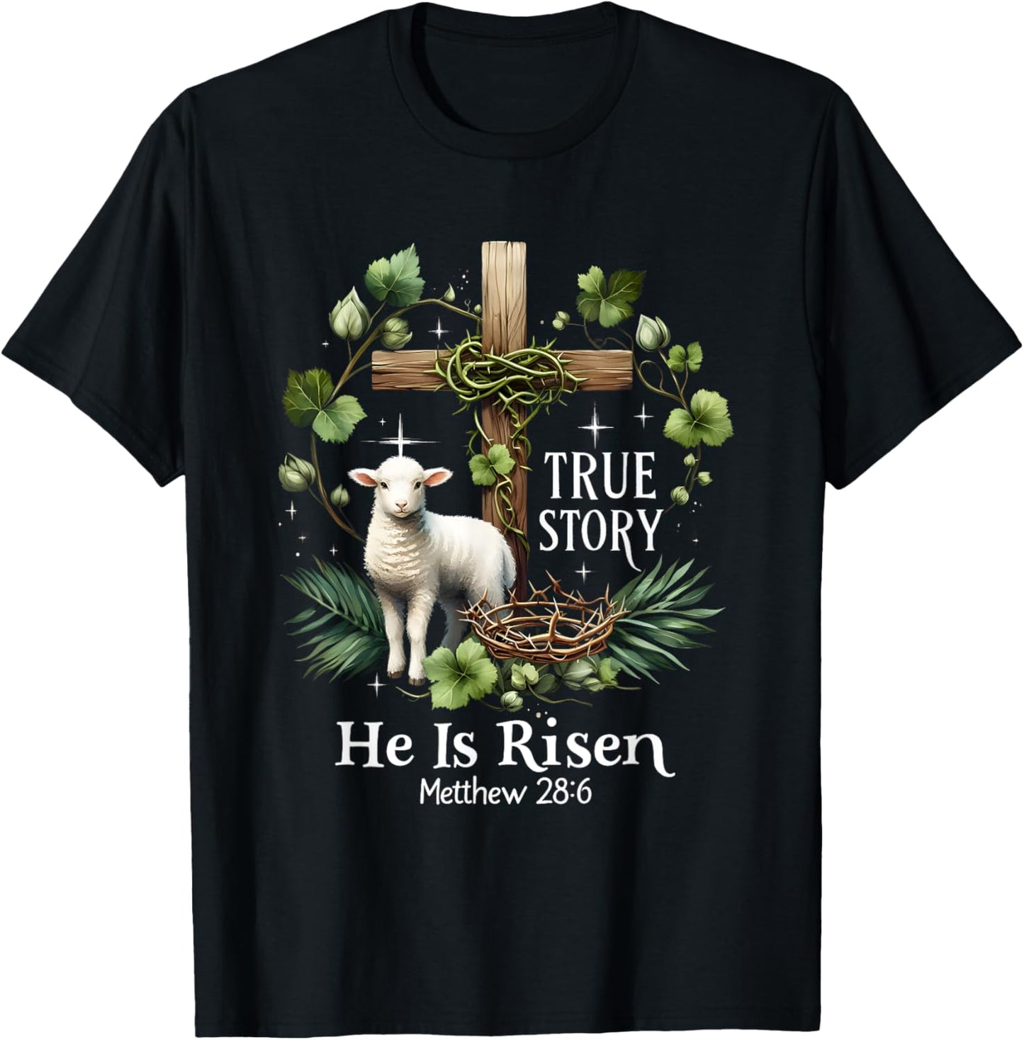 Coquette True Story He Is Risen Easter Vintage Christian T-Shirt - T-Shirt | Black