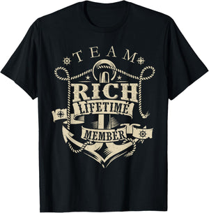 Team RICH Lifetime Member Vintage RICH Family Name T-Shirt - T-Shirt | Black