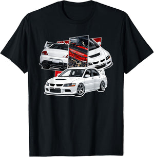 JDM Rally Auto Evo 9 Asphalt Japan Autos Für echte Tuner T-Shirt - T-Shirt | Black