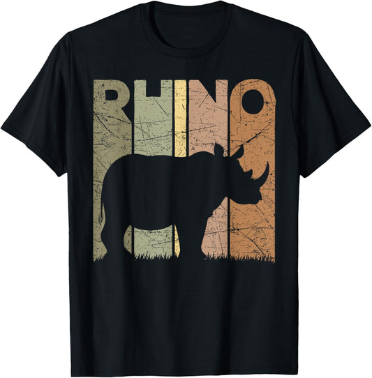 Rhino Vintage Rhinoceros Zookeeper Retro Safari T-Shirt - T-Shirt | Black