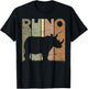 Rhino Vintage Rhinoceros Zookeeper Retro Safari T-Shirt - T-Shirt | Black