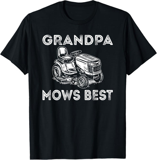Grandpa Mows Best, Vintage Lawn Mower, Father's Day T-Shirt - T-Shirt | Black