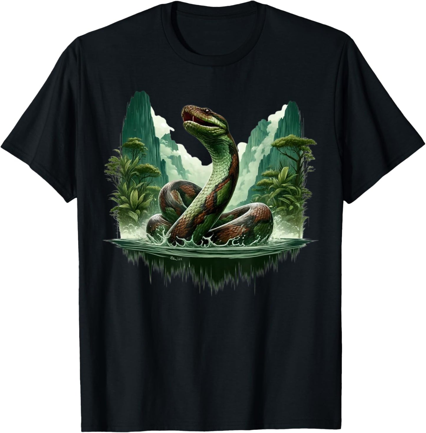 Titanoboa Prehistoric Monster Snake Anaconda Boa T-Shirt - T-Shirt | Black