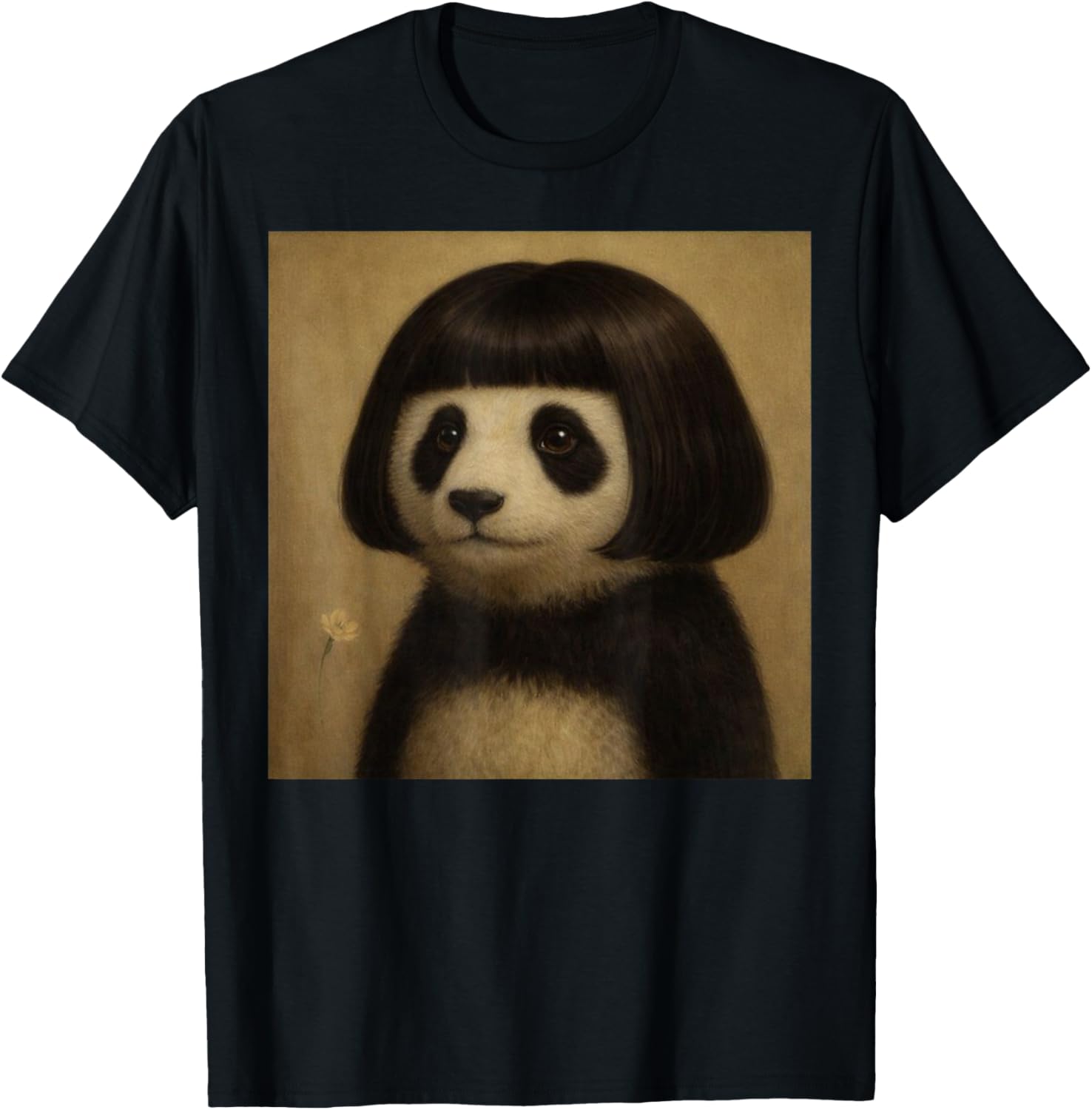 Funny Bob Haircut Panda Meme Cute Panda Lover Humor T-Shirt - T-Shirt | Black