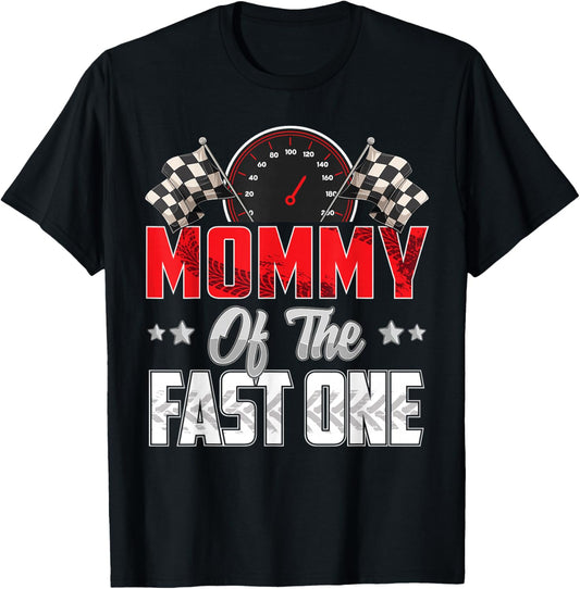 1 Year Old Racing car Fast one Birthday 1st Family Mommy T-Shirt - T-Shirt | Black