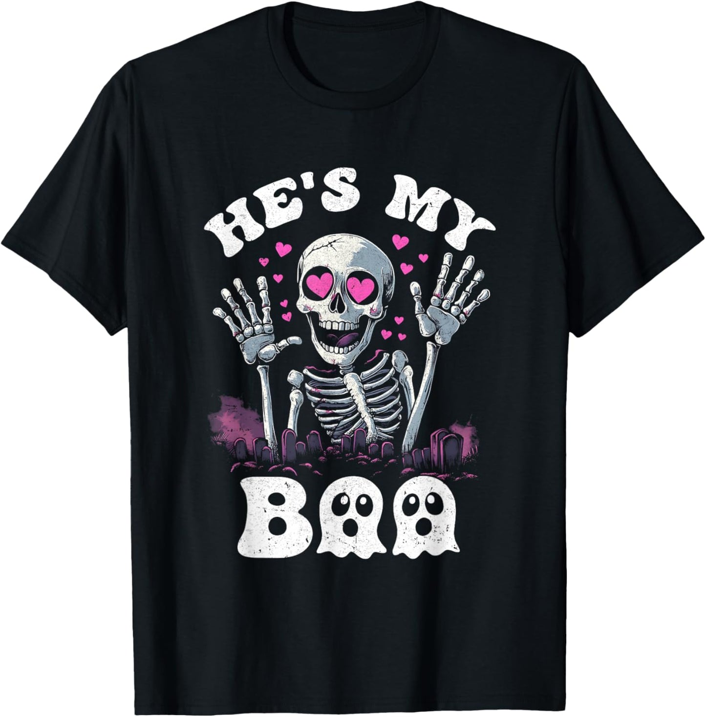 He's My Boo Matching Halloween Costume Couples She's My Boo T-Shirt - T-Shirt | Black