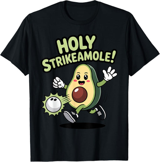 Holy Strikeamole Funny Avocado Bowling Strike T-Shirt - T-Shirt | Black