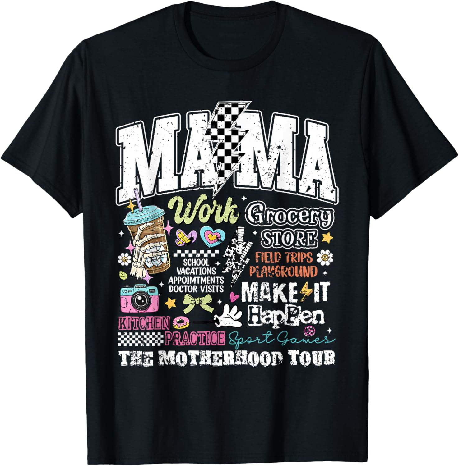 Mama Lightning The Motherhood Tour Mom Happy Mother's Day T-Shirt - T-Shirt | Black