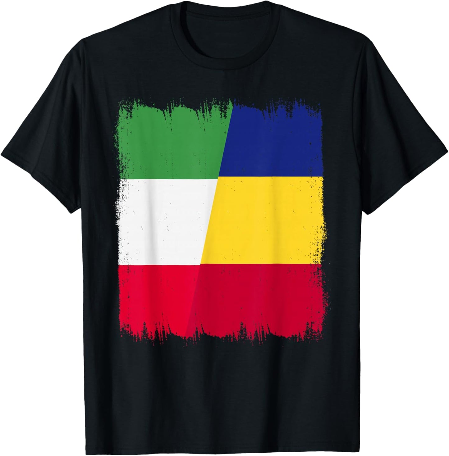 Italy Romania Half Flag Italian Romanian Heritage T-Shirt - T-Shirt | Black