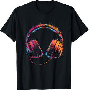 Headphones Music DJ Artwork Music Lover Beatmaker Techno T-Shirt - T-Shirt | Black