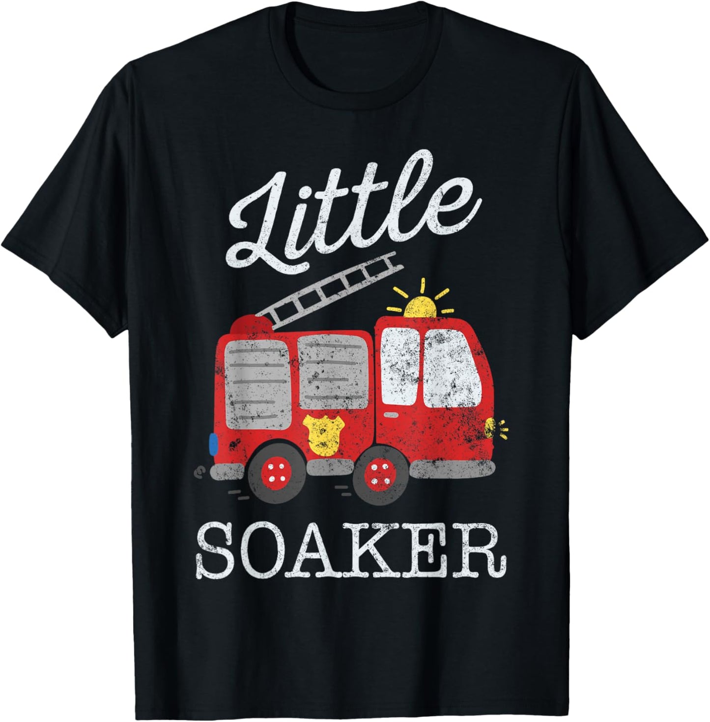 Fun Little Soaker Fire Truck Enthusiast Art Firefighter T-Shirt - T-Shirt | Black