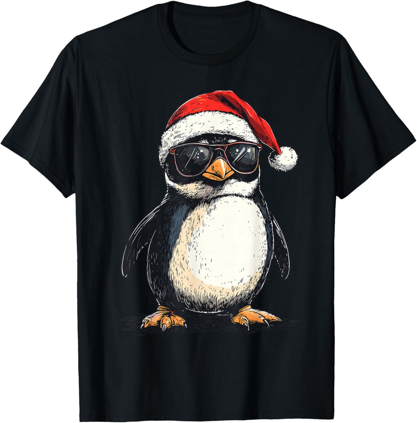 Penguin Santa Hat Funny Penguin Lovers Xmas Christmas Pajama T-Shirt - T-Shirt | Black