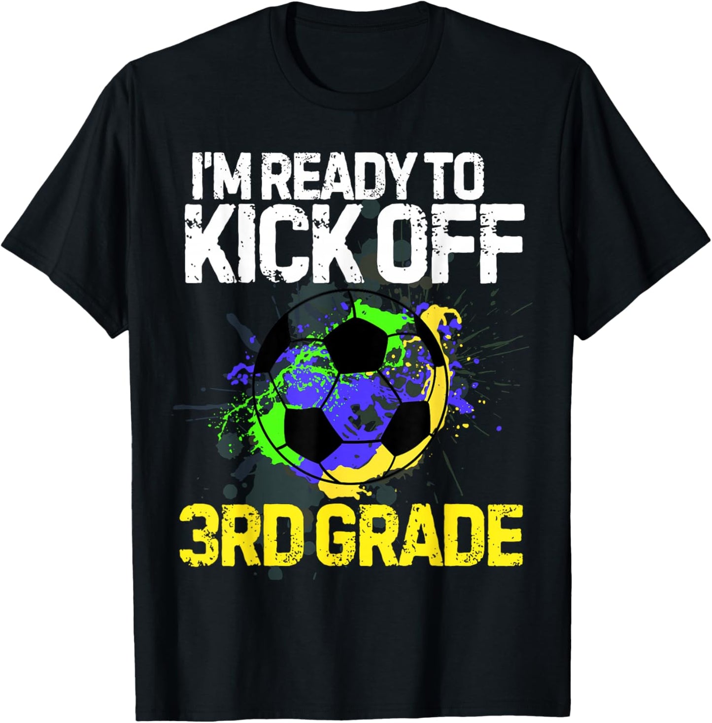 Funny Back To School First day Of 3rd grade Soccer Boys Kids T-Shirt - T-Shirt | Black