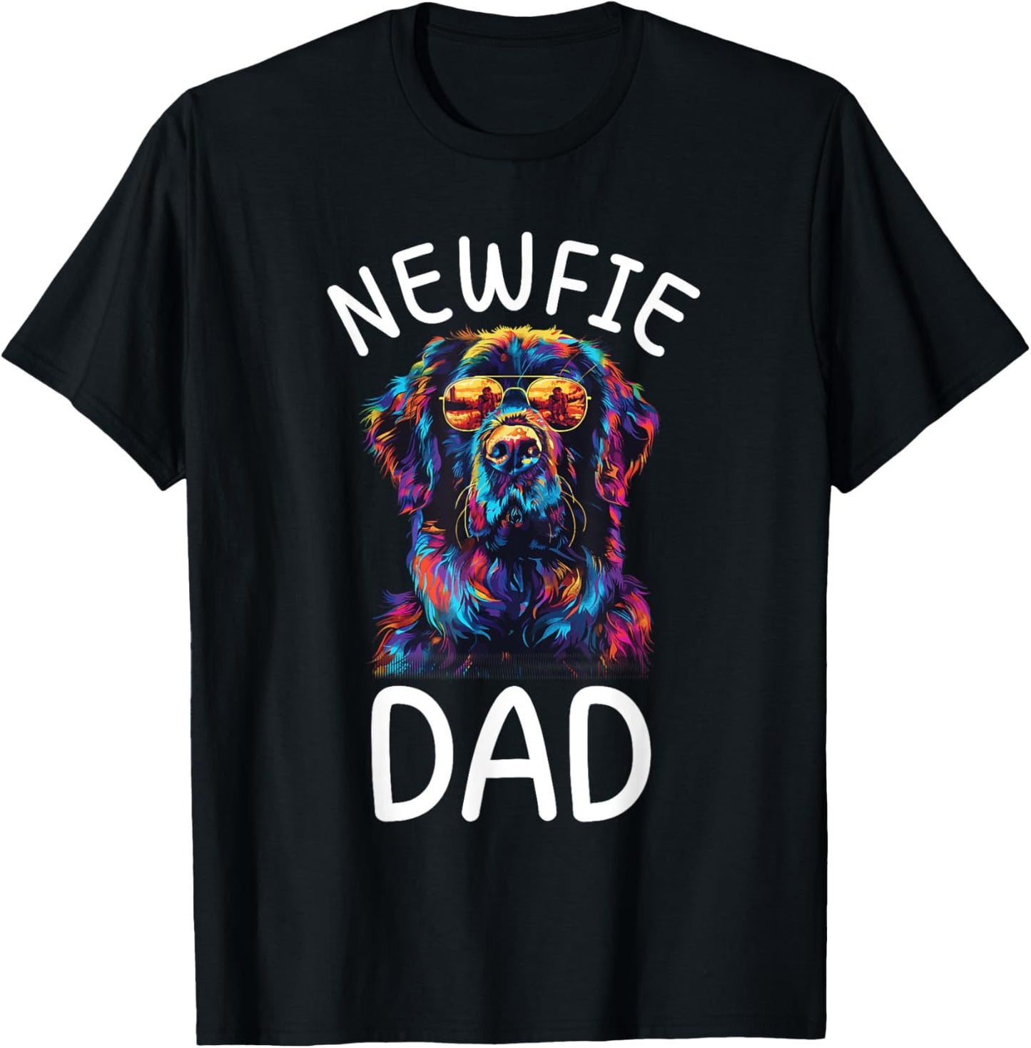 Newfoundland Dad Pop Art Design Newfoundland Dog Lovers T-Shirt - T-Shirt | Black