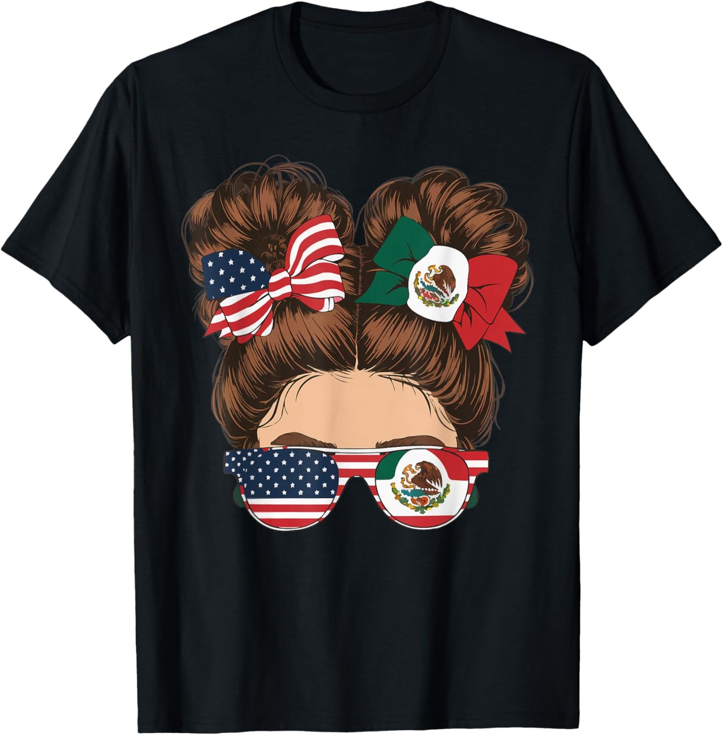 Half Mexican Half American USA Flag Mexico America T-Shirt - T-Shirt | Black
