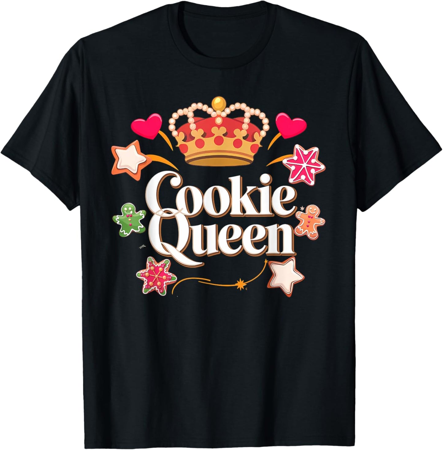 Cookie Queen Funny Xmas Baking Cookies Lover T-Shirt - T-Shirt | Black