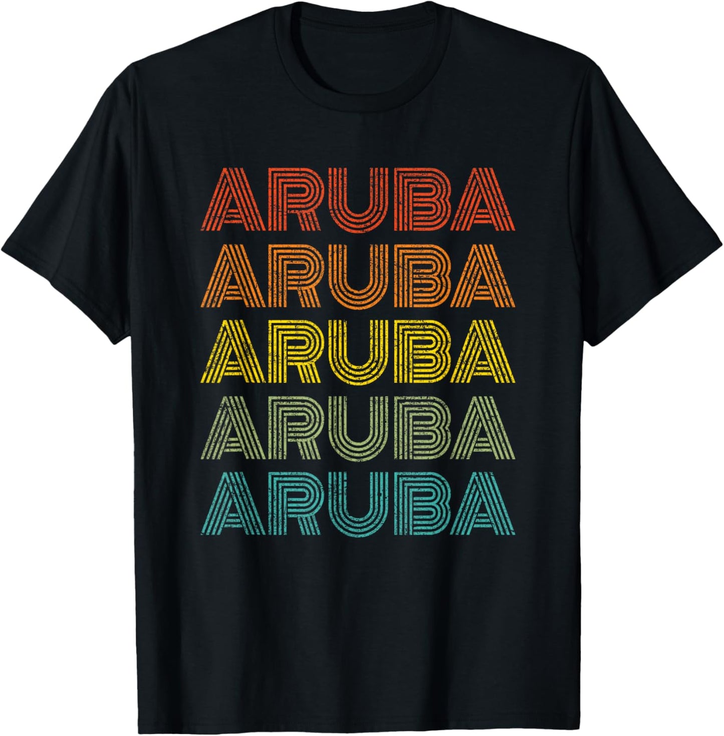 Vintage Aruba Cruise Vacation Souvenir Boys Girls Retro Text T-Shirt - T-Shirt | Black