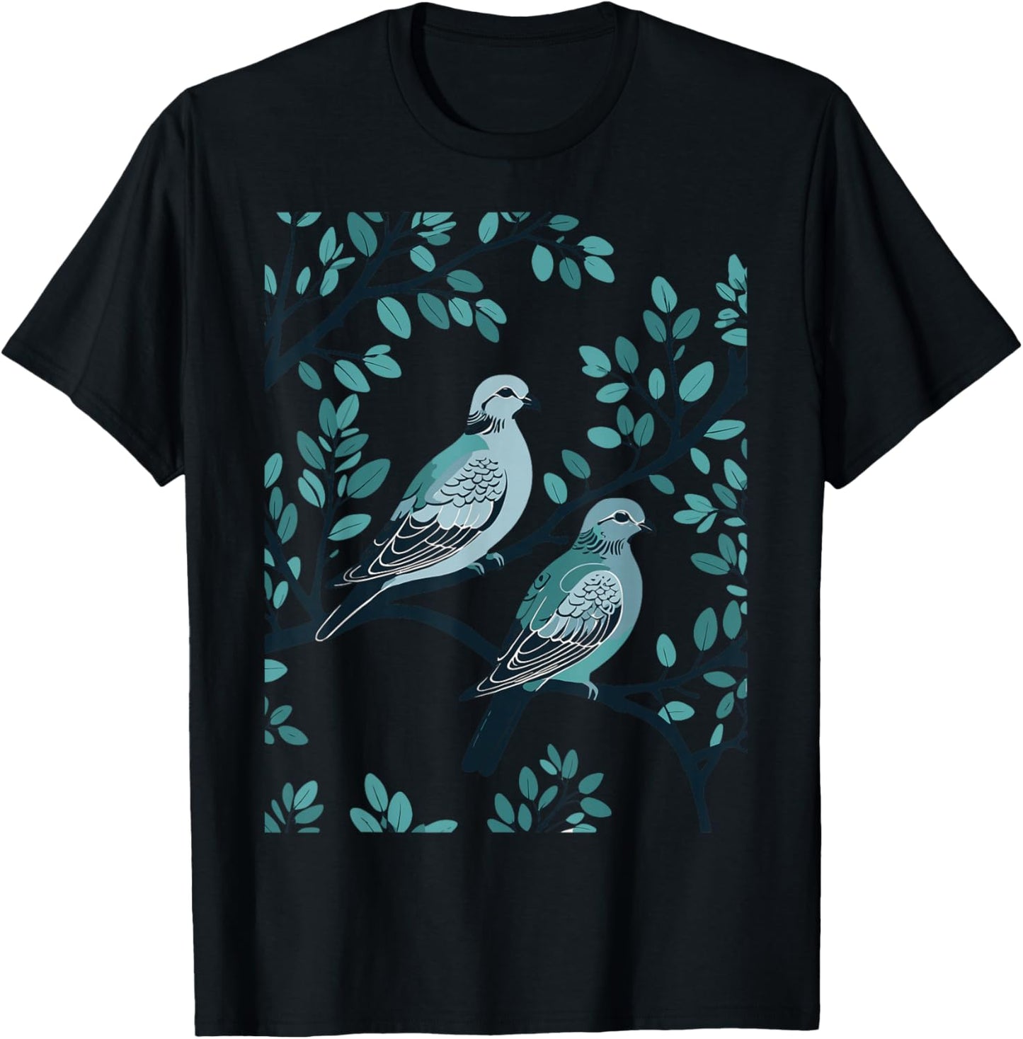 Two Turtle Doves Cut-Out Stencil-Style 3 T-Shirt - T-Shirt | Black