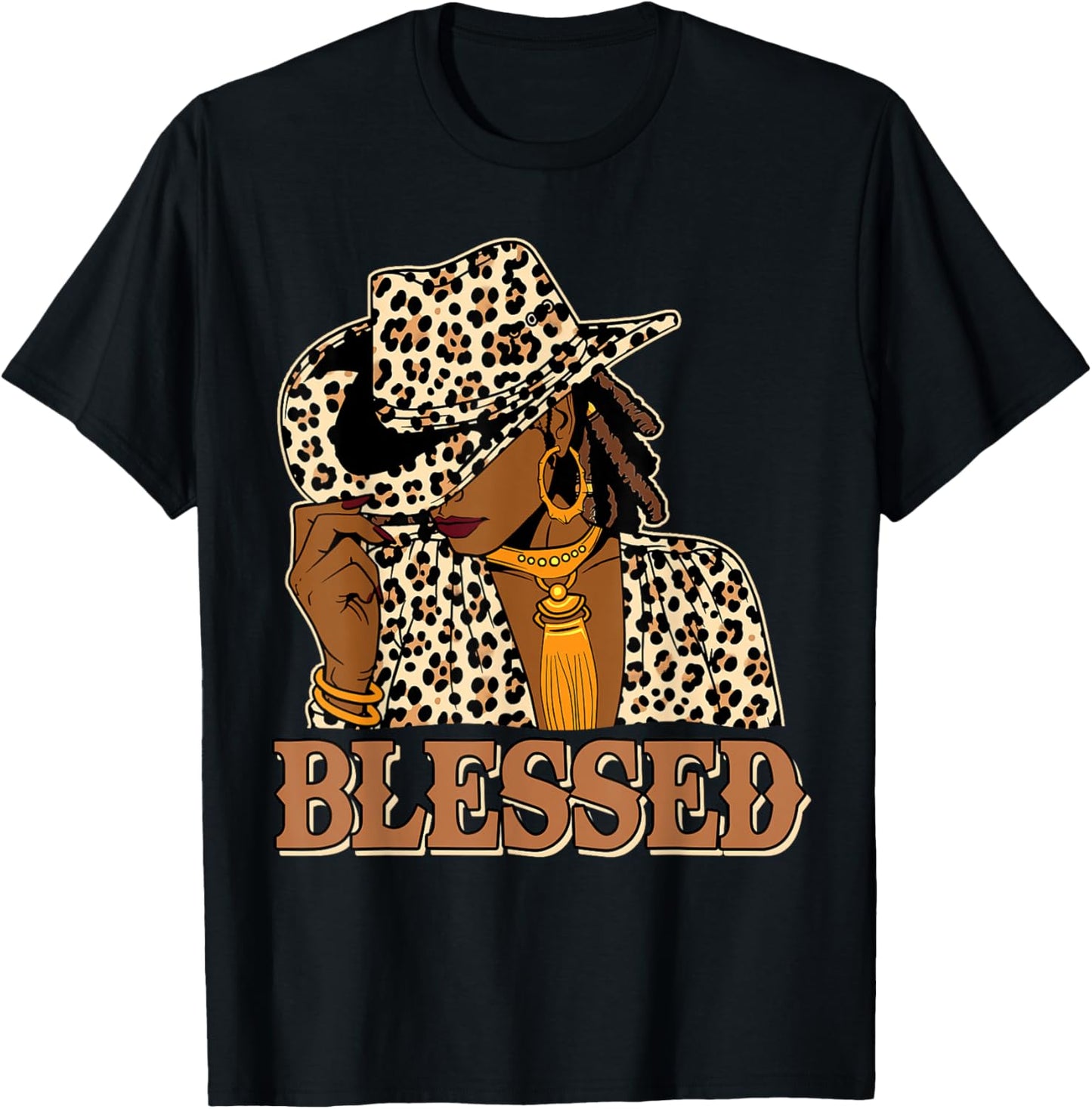 Blessed Black Cowgirl Western Swag African Christian Woman T-Shirt - T-Shirt | Black