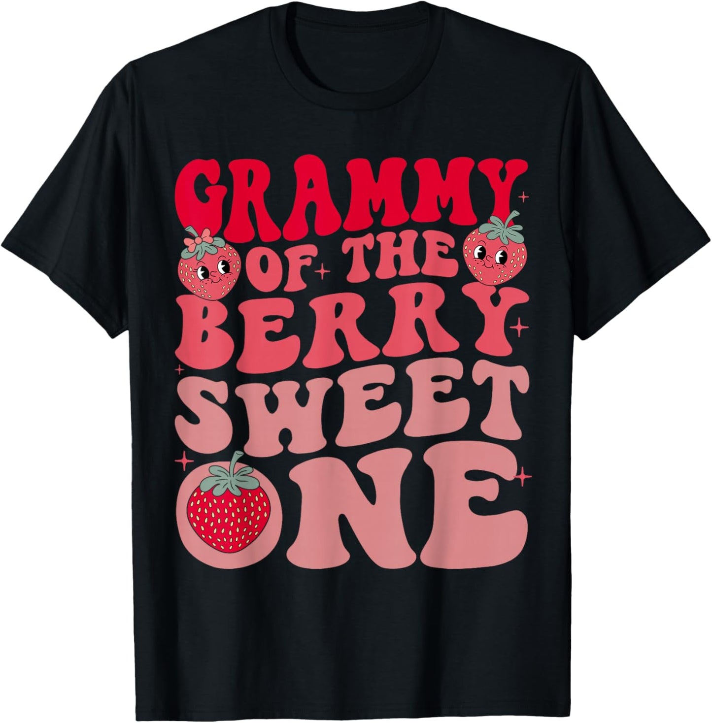 Grammy of The Berry Sweet One Strawberry First Birthday T-Shirt - T-Shirt | Black
