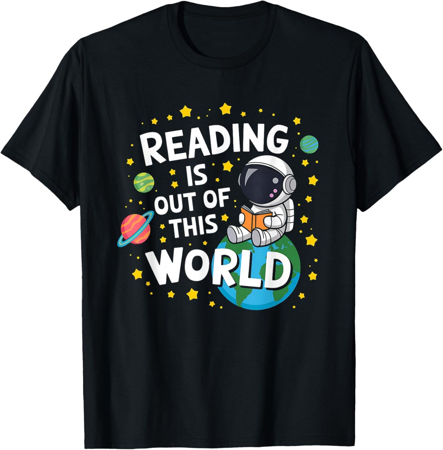 Reading Is Out Of This World Space Funny Books Lover Kids T-Shirt - T-Shirt | Black