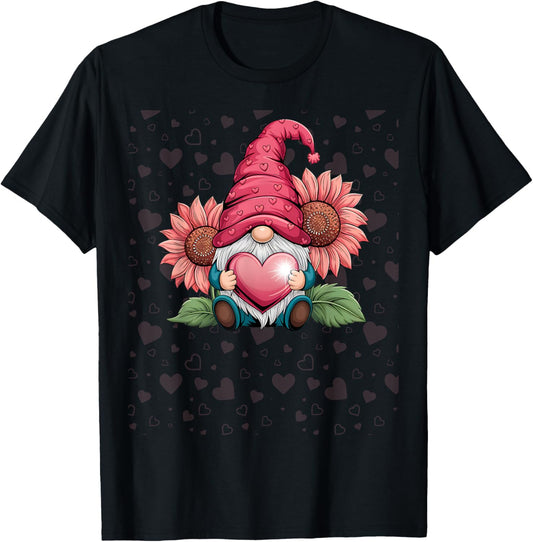 Cute Gnome Garden Love Design , Girls, Men T-Shirt - T-Shirt | Black