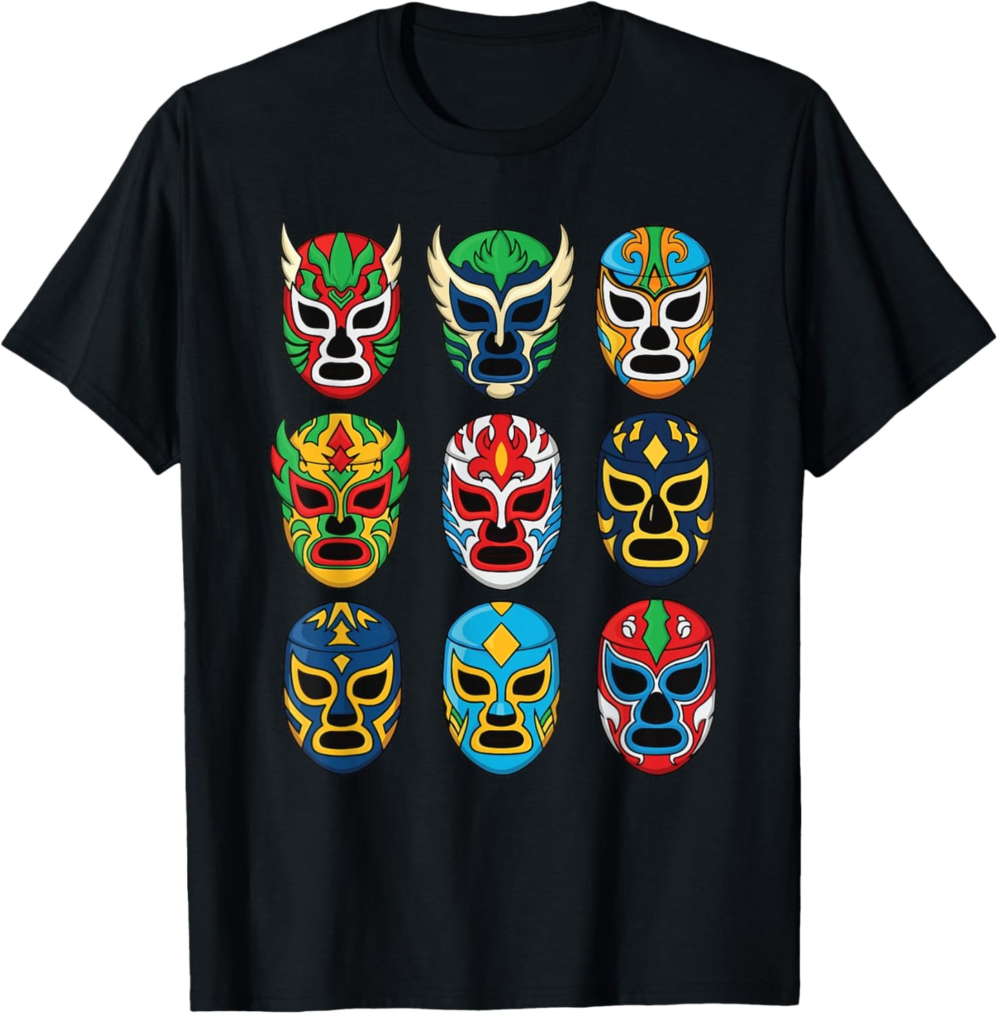 Lucha Libre Mexican Wrestling Masks Luchador T-Shirt - T-Shirt | Black
