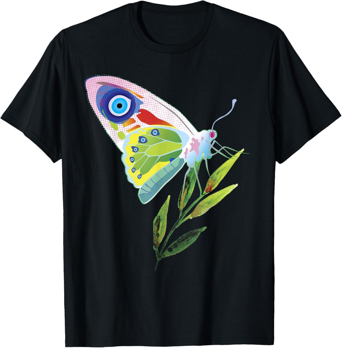 Greek Butterfly Evil Eye Shirt T-Shirt - T-Shirt | Black