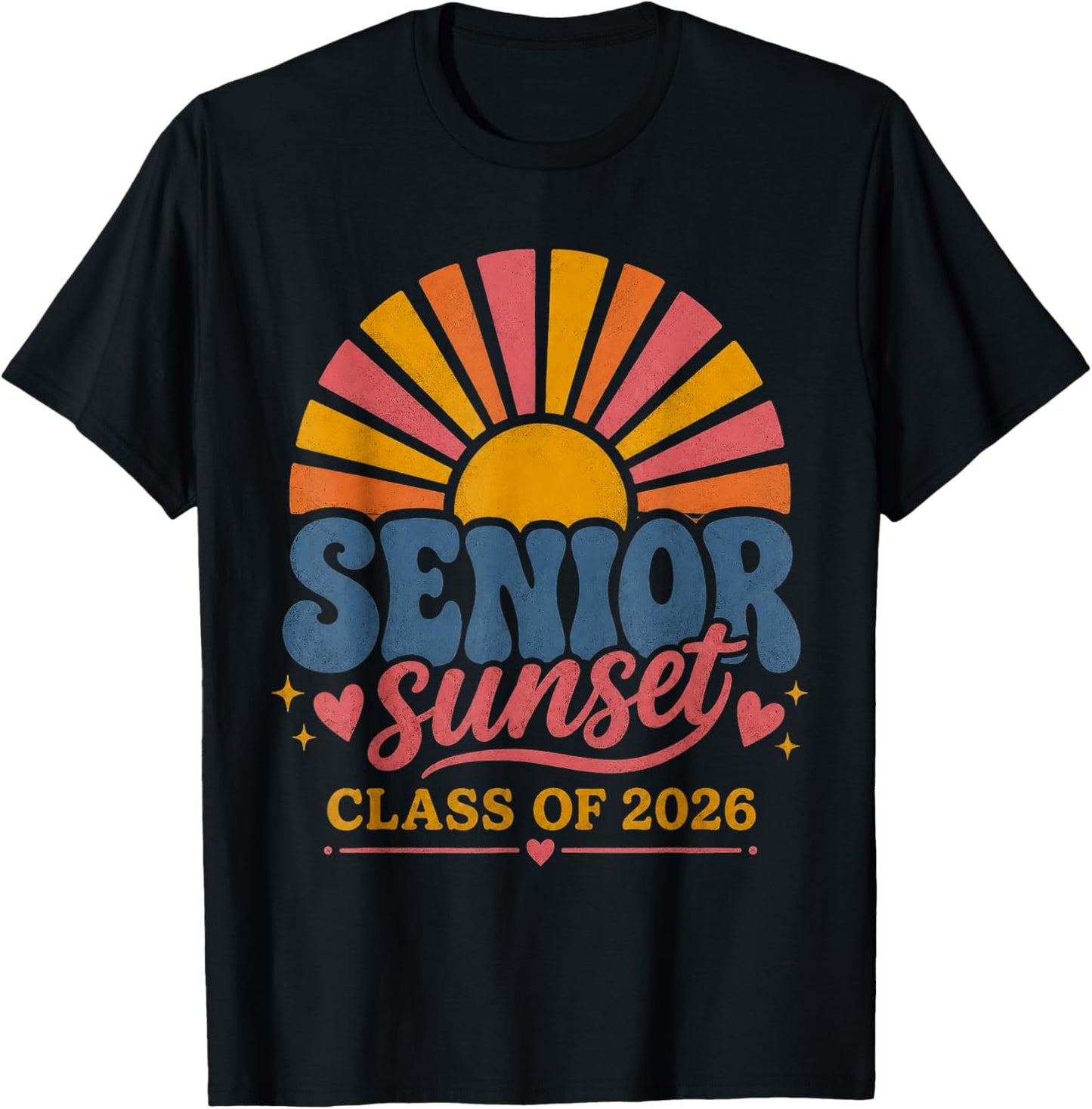 Senior Sunset Class of 2026 Retro Graduation Graphic T-Shirt - T-Shirt | Black