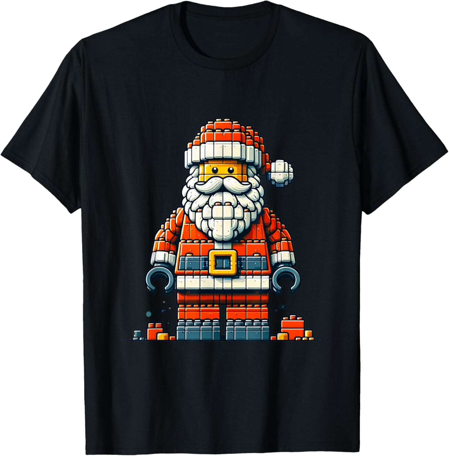 Christmas Builder Block Brick Building Santa Face Boys T-Shirt - T-Shirt | Black