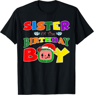 Sister Of The Birthday Boy Funny Melon Family Matching T-Shirt - T-Shirt | Black