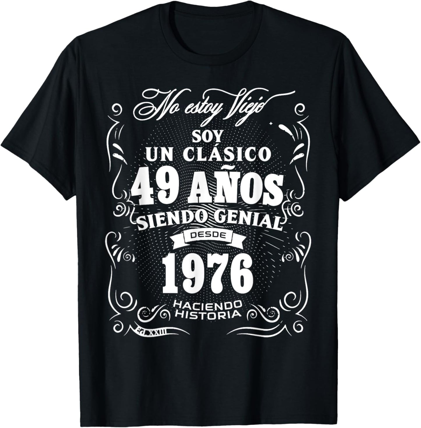 Vintage 49th Birthday Men Funny 1976 49 Birthday Spanish T-Shirt - T-Shirt | Black