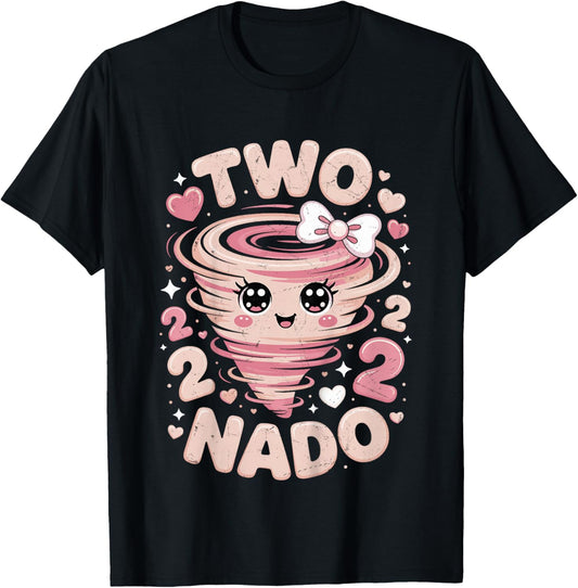 Two Nado 2nd Birthday Funny 2 Year Old Girls Kids Toddler T-Shirt - T-Shirt | Black