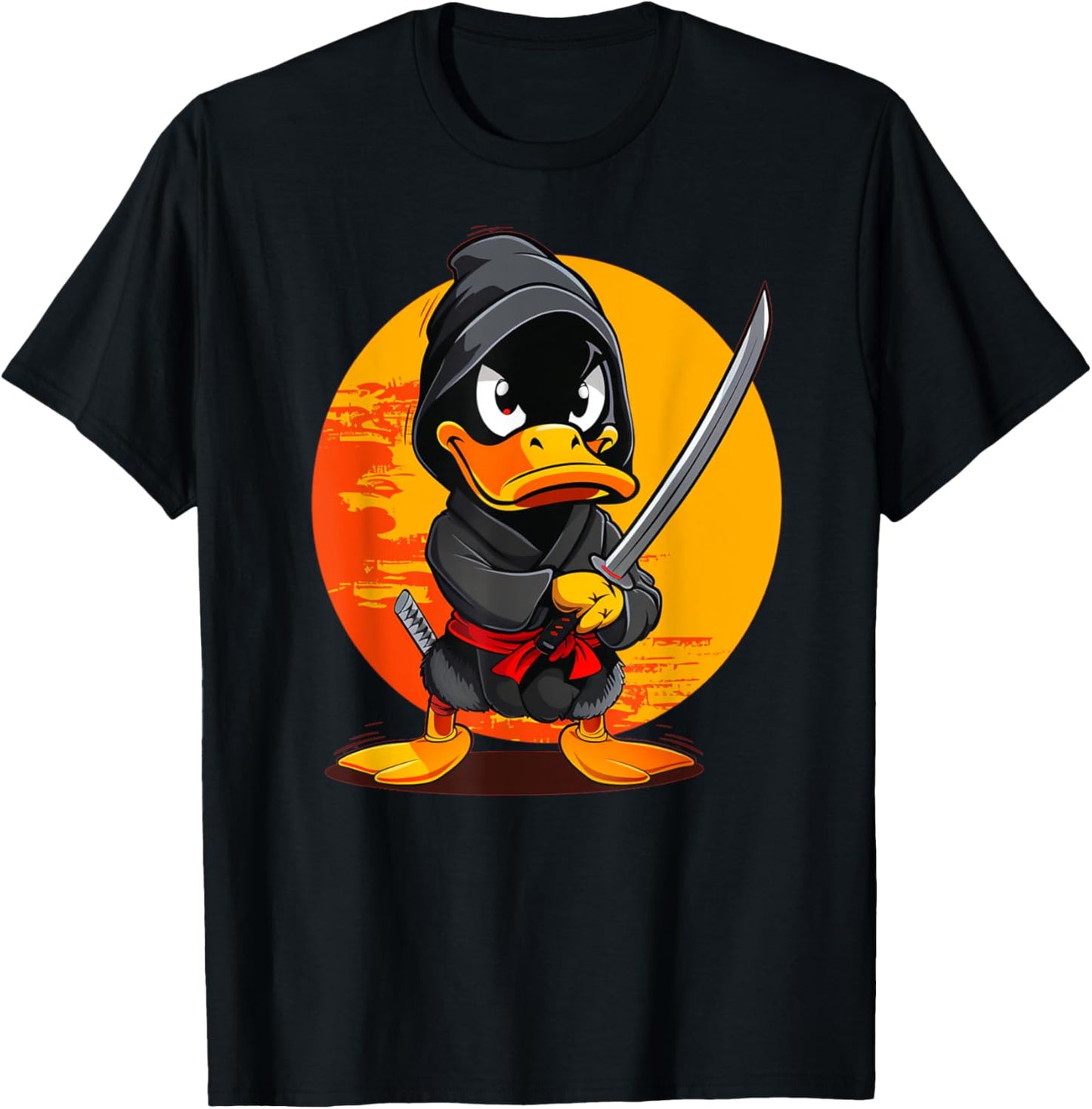 Happy Samurai Duck for Ninja Boys and Girls T-Shirt - T-Shirt | Black