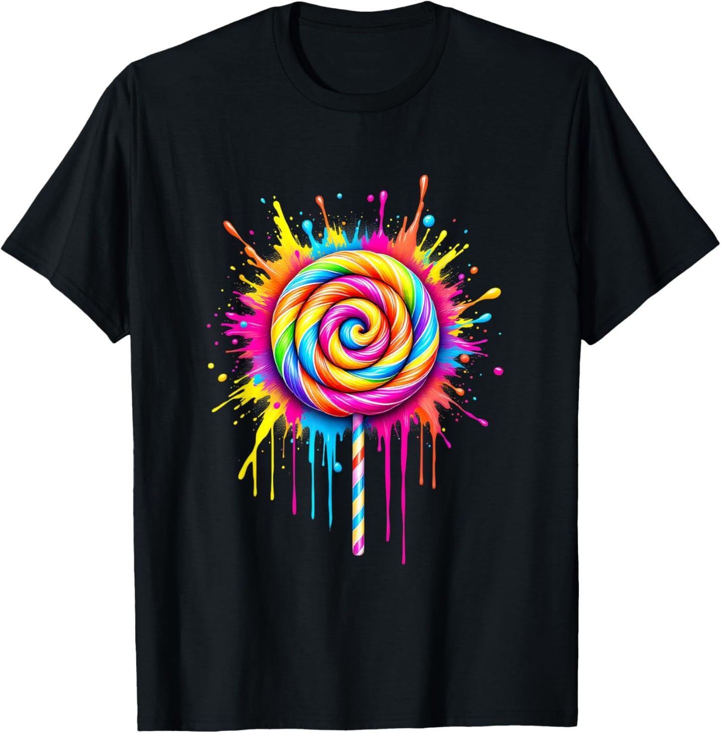 Candy Candy Costume Women's Carnival Lollipop Fancy Dress T-Shirt - T-Shirt | Black