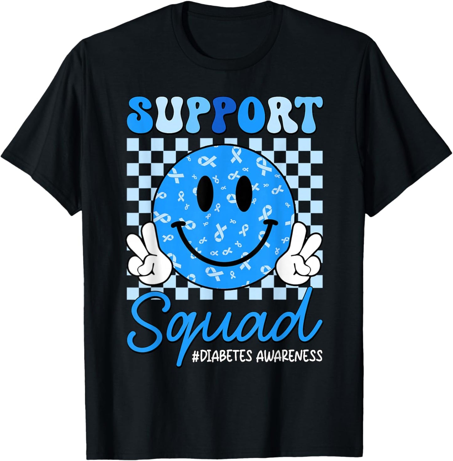 in November We Wear Blue Diabetes Awareness Support Squad T-Shirt - T-Shirt | Black