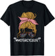 Classic Motorcycle Biker Girl Female Sunglasses Bun Bandana T-Shirt - T-Shirt | Black