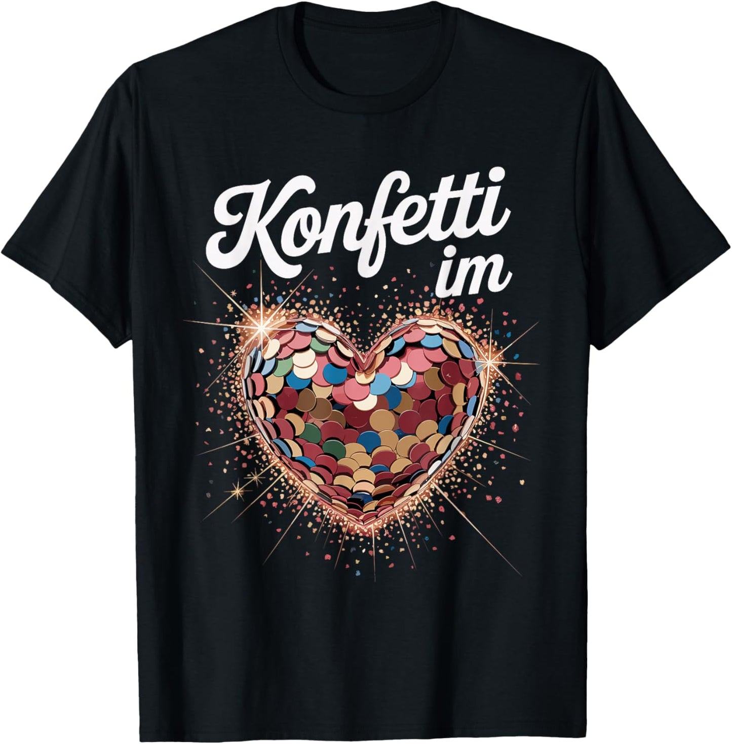 Confetti in the Heart Carnival Costume Women's Fancy Dress Outfit T-Shirt - T-Shirt | Black