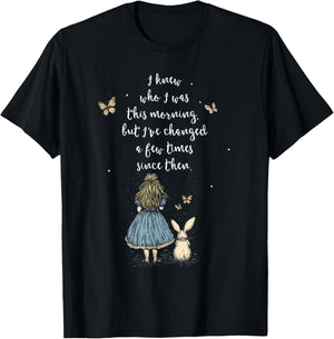Alice in Wonderland Quote - Whimsical Fantasy World Rabbit , black, S T-Shirt - T-Shirt | Black
