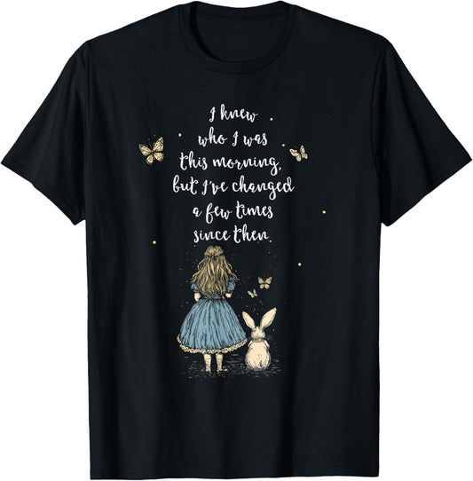 Alice in Wonderland Quote - Whimsical Fantasy World Rabbit , black, S T-Shirt - T-Shirt | Black