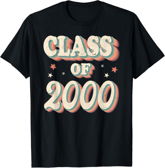 Vintage Class Of 2000 High School Graduation T-Shirt - T-Shirt | Black