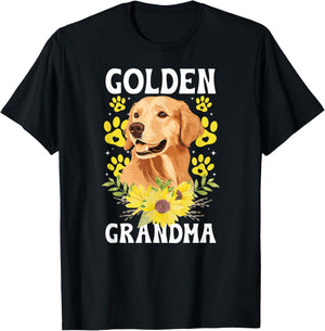 Golden Grandma of A Golden Retriever Grandma Sunflower T-Shirt - T-Shirt | Black