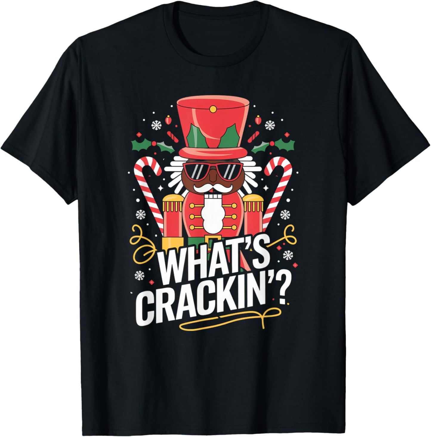 Funny Christmas African American Nutcracker Men Women Kids T-Shirt - T-Shirt | Black